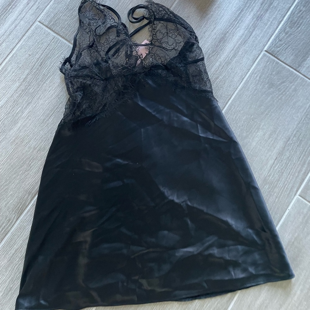 Victoria’s Secret Black Satin Nightgown Size small